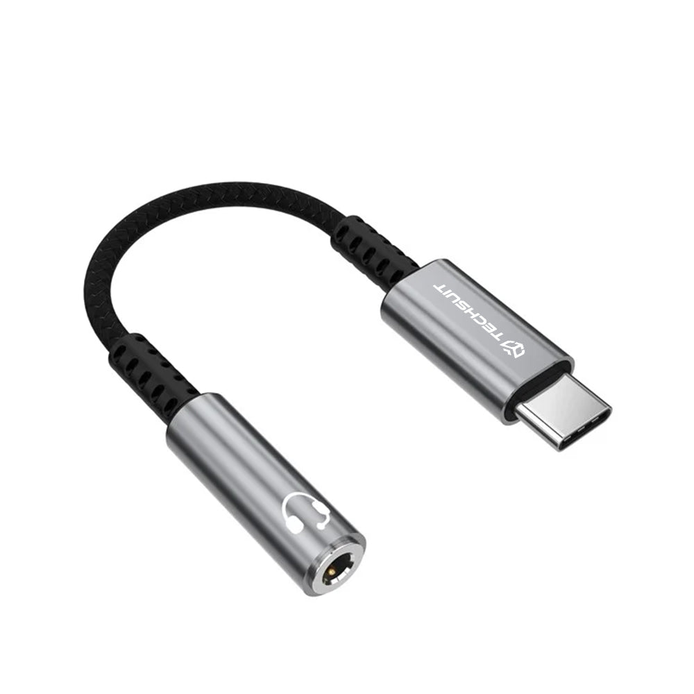 Audio Adapter USB-C - 3.5mm Techsuit AC14 SonicPiX, Grijs