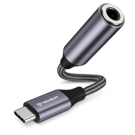 Audio Adapter USB-C - 3.5mm Techsuit AC8 MusicDox, Grijs