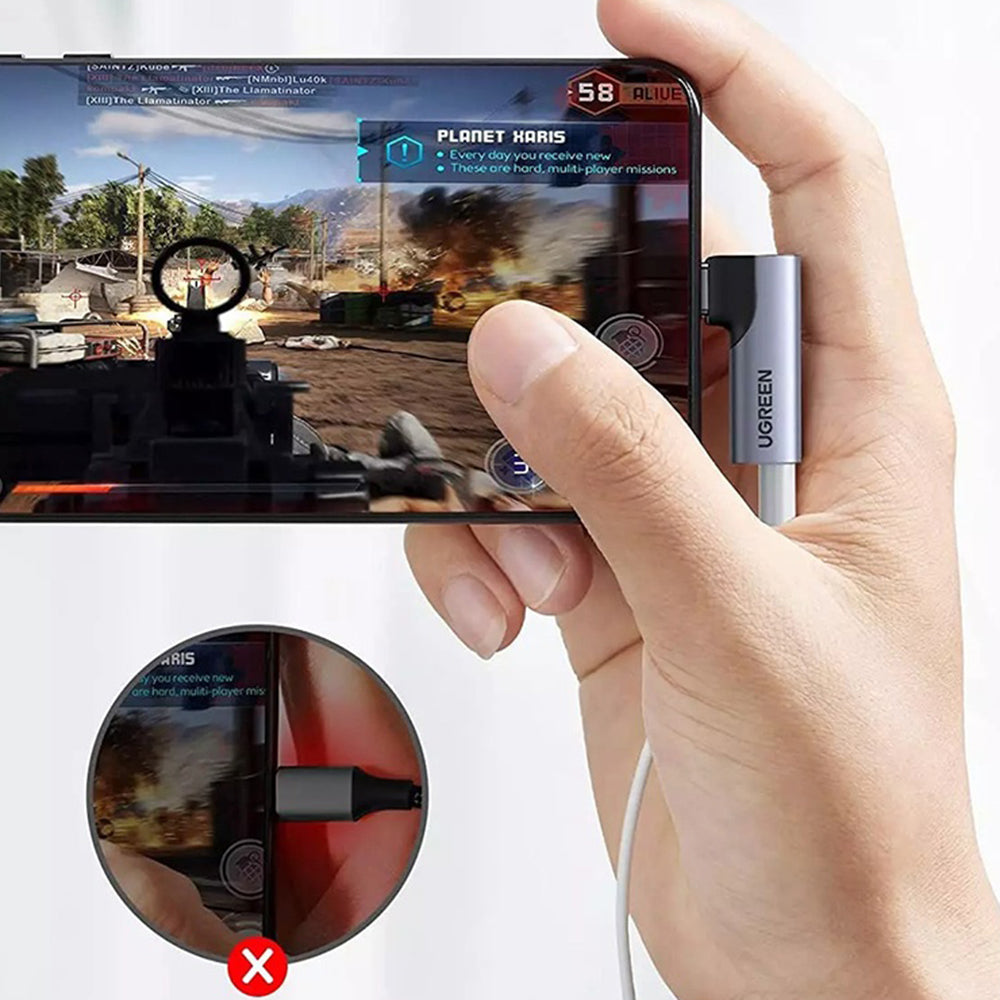 Adaptateur Audio USB-C - 3.5mm UGREEN CM460 (20194) Angled, Gris