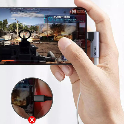 Adaptateur Audio USB-C - 3.5mm UGREEN CM460 (20194) Angled, Gris