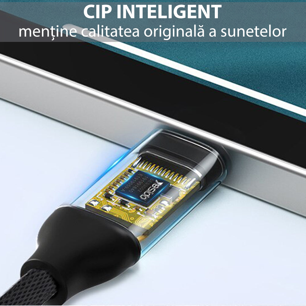 Audio Adapter USB-C - 3.5mm Yesido YAU19, Zwart