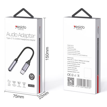 Audio Adapter USB-C - 3.5mm Yesido YAU19, Zwart