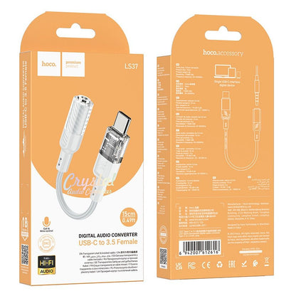 USB-C - 3,5 mm audio-adapter HOCO LS37, grijs 