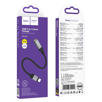USB-C Audio Adapter - 3,5 mm HOCO UPA32C, Schwarz