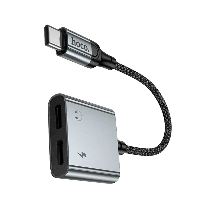 USB-C Audio-adapter - USB-C / USB-C HOCO UPA34A, Grijs