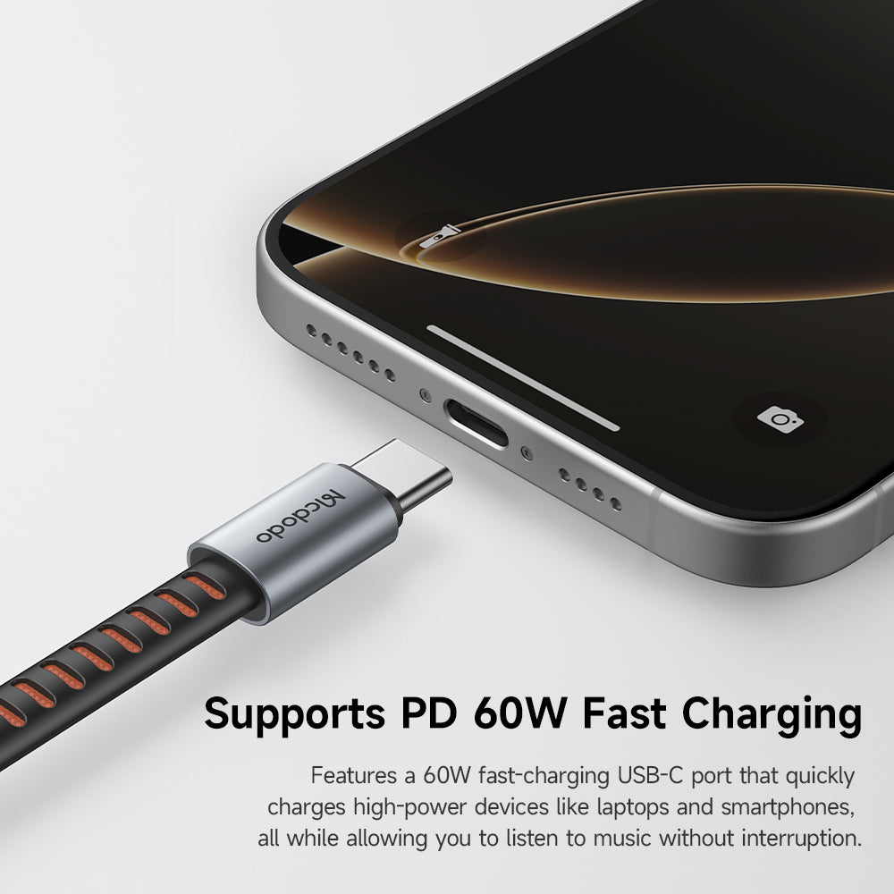 Adaptateur Audio USB-C - USB-C / 3.5mm McDodo CA-3120, Gris