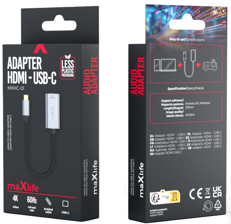 Adaptateur Audio et Vidéo USB-C - HDMI MaXlife MXHC-01, Gris