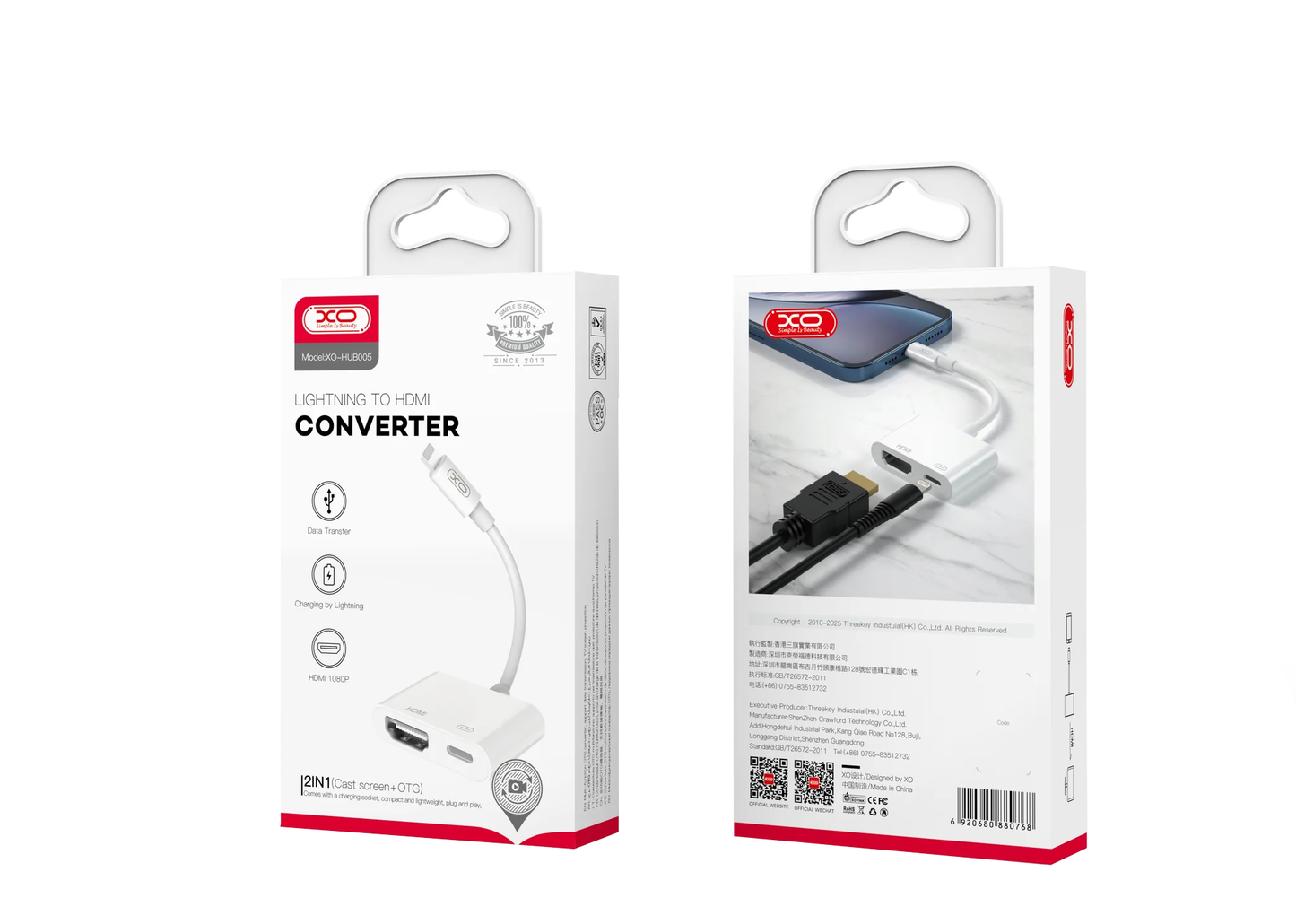 Audio- en Videoadapter Lightning - HDMI / Lightning XO Design HUB005, Wit
