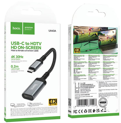 Audio- und Videoadapter USB-C - HDMI HOCO UA43A, Grau