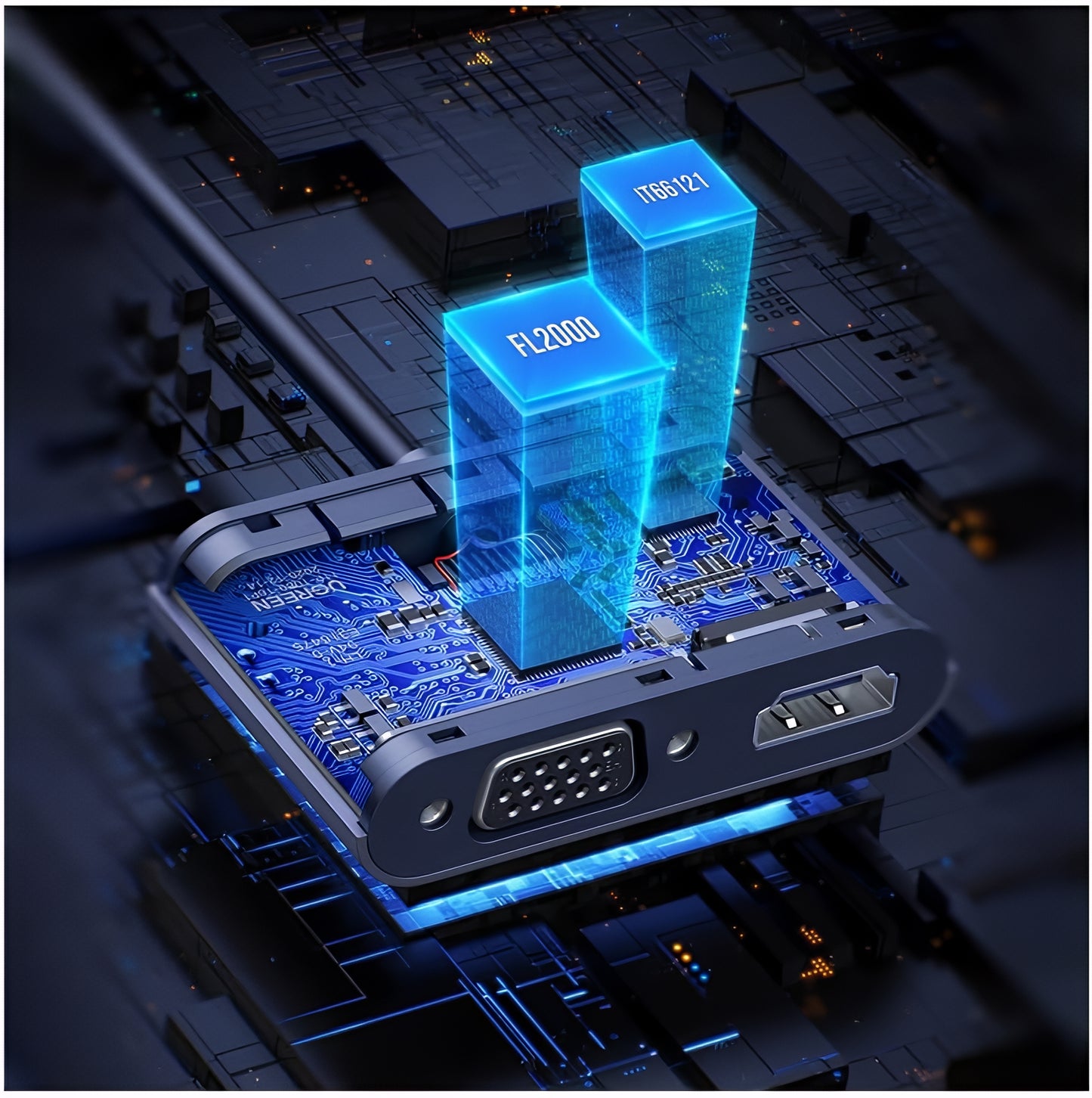 Videoadapter UGREEN CM449, USB-A - HDMI / VGA, Grau