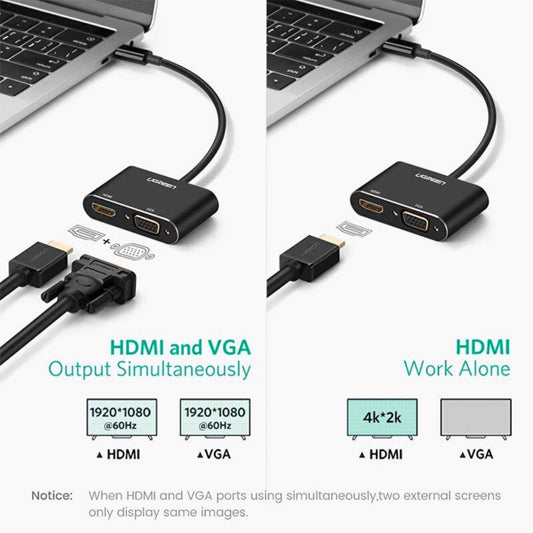 Videoadapter UGREEN CM449, USB-A - HDMI / VGA, Grau