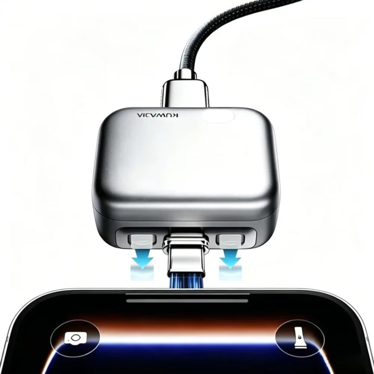 Auto Disconnect USB-C Adapter KUWAJIA KH-51 voor Voeding met Automatische Uitschakeling en Batterijbescherming, Zilver
