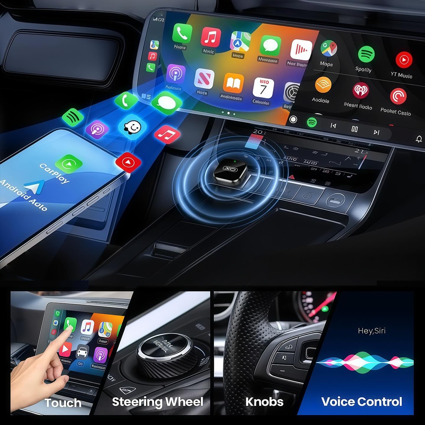 Carplay / Android Auto Draadloze Adapter XO Design CZ026 mini voor Apple iPhone / Android Series