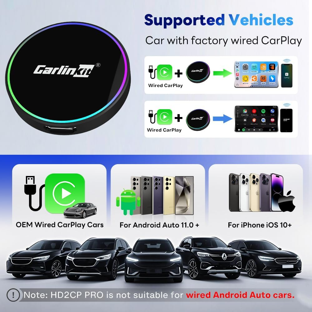 Carplay / Android Auto Draadloze Adapter Carlinkit HD2CP Pro voor Apple iPhone / Android Series