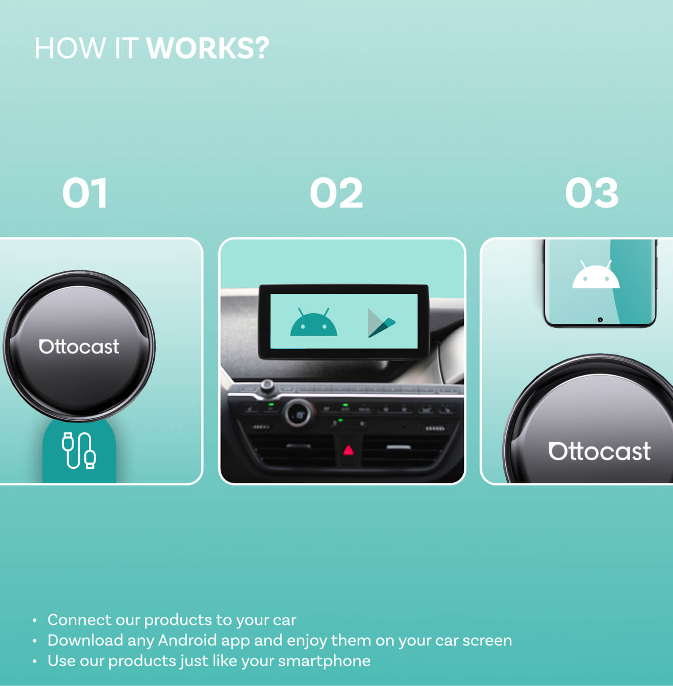 Draadloze Carplay / Android Auto Adapter Ottocast OttoAibox P3 Pro voor Apple iPhone / Android Series PCS61-T