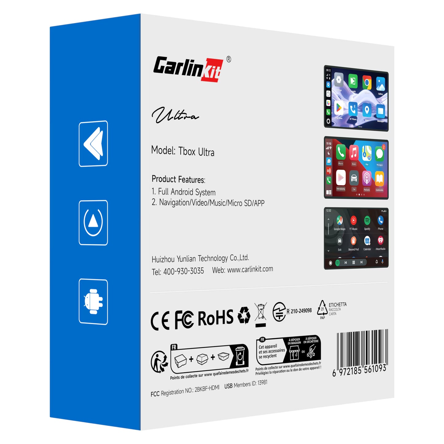 Carplay / Android Auto Wireless Adapter Carlinkit TBox Ultra 2 für Apple iPhone / Android Series, 8GB RAM / 128GB, 5G