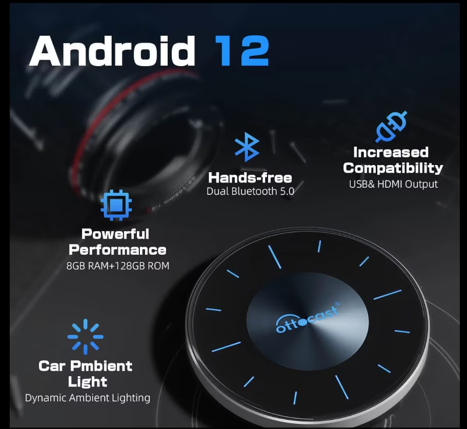 Wireless Carplay / Android Auto Adapter Ottocast OttoAibox P3 for Apple iPhone / Android Series PCS46