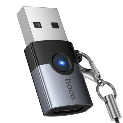 USB-C naar USB-A Data- en Oplaadadapter HOCO UA46B, Grijs