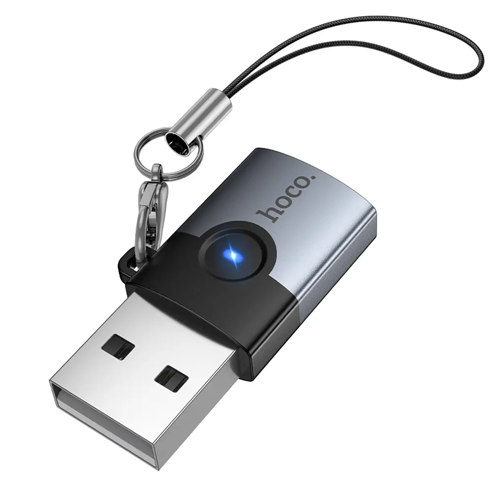 USB-C naar USB-A Data- en Oplaadadapter HOCO UA46B, Grijs