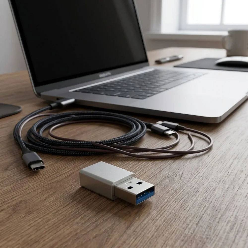 USB-C zu USB-A Daten- und Ladeadapter Blue Star, Weiß