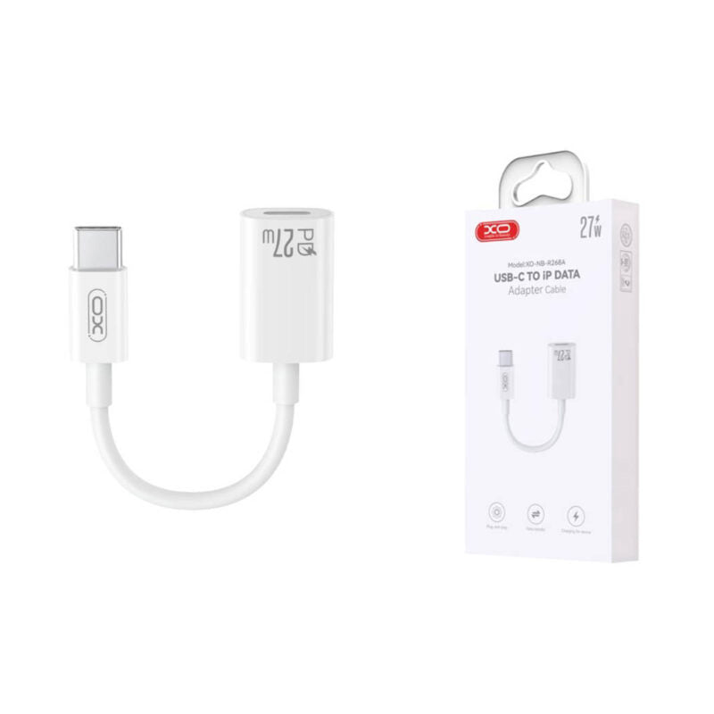 Data- en Oplaadadapter USB-C - Lightning XO Design NB-R268A, Wit