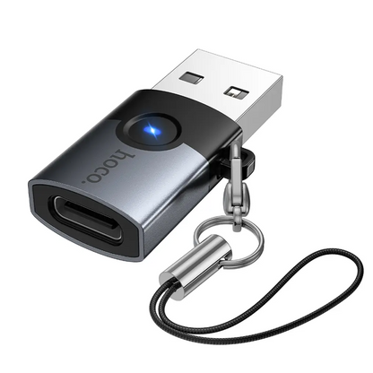 USB-C naar USB-A Data- en Oplaadadapter HOCO UA46B, Grijs