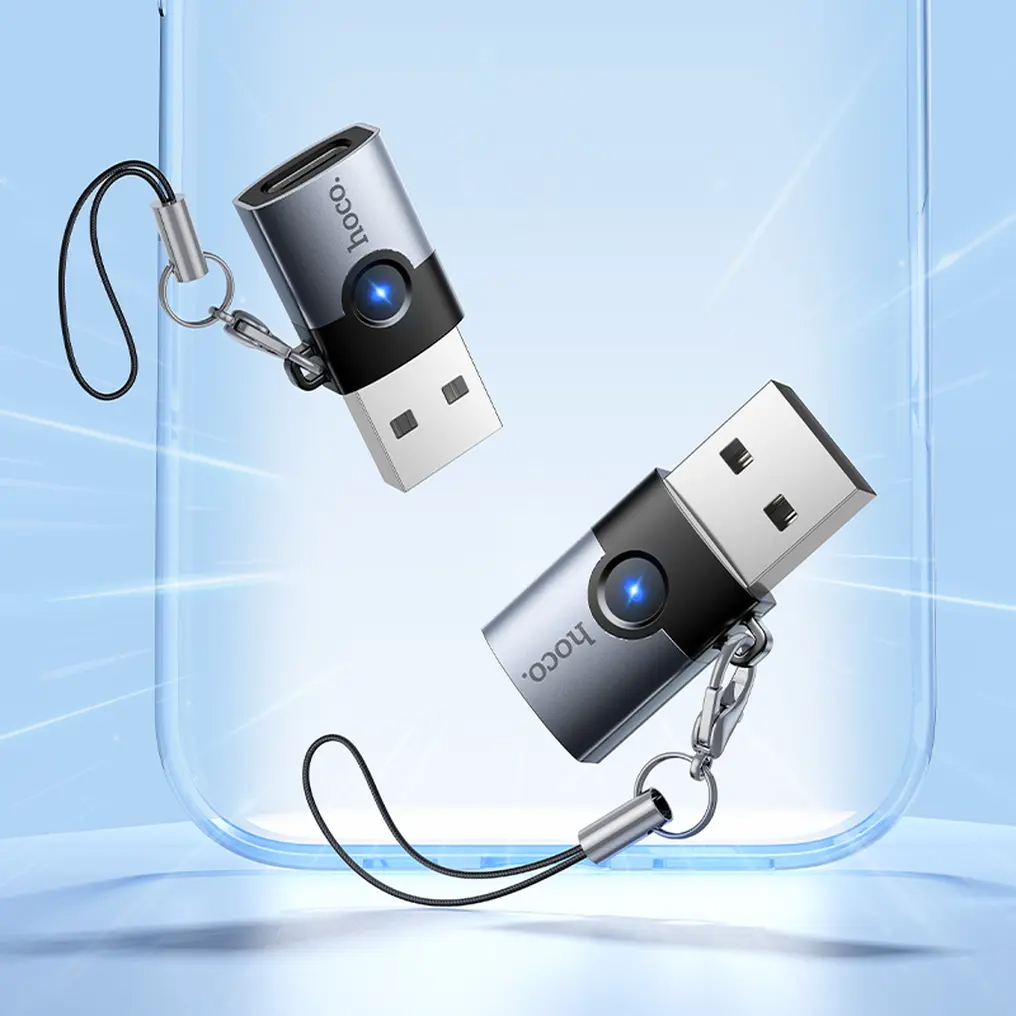 USB-C naar USB-A Data- en Oplaadadapter HOCO UA46B, Grijs