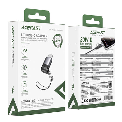 Data- en Oplaadadapter Lightning - USB-C Acefast J19, Grijs