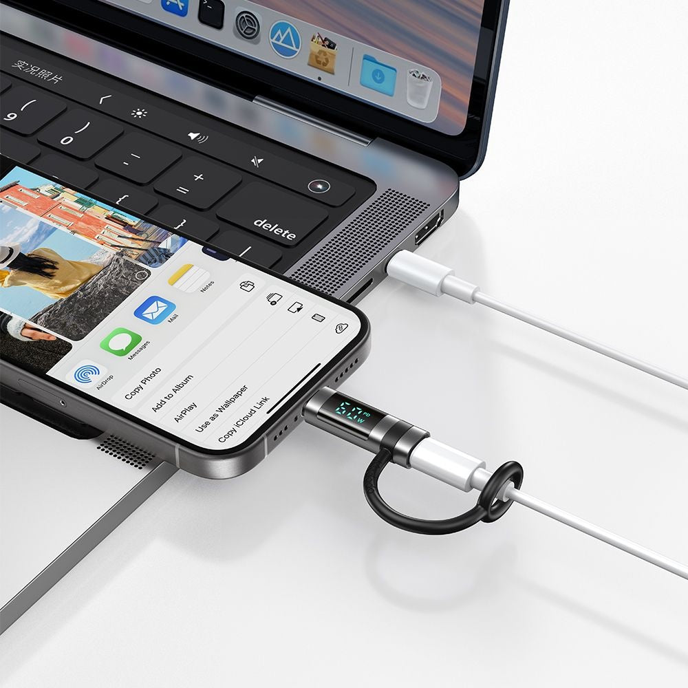 Adaptateur de Données et de Chargement Lightning - USB-C McDodo OT-0180 Pigeon Display, Noir