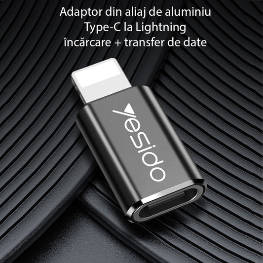 Adaptateur de données et de charge USB-C - Lightning Yesido GS03, Noir
