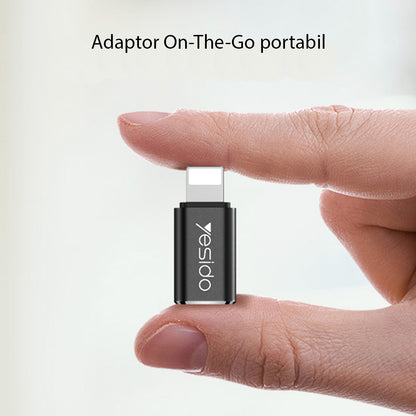 Adaptateur de données et de charge USB-C - Lightning Yesido GS03, Noir