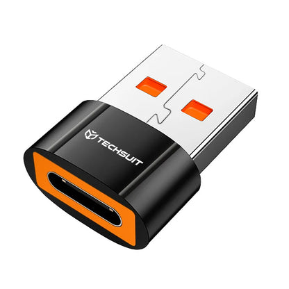 USB-C - USB-A Daten- und Ladeadapter Techsuit A7 HyperPort, Schwarz Orange