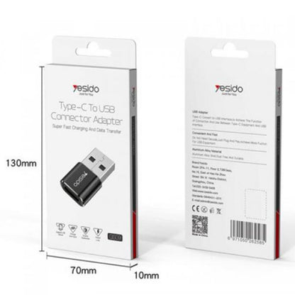 USB-C - USB-A Daten- und Ladeadapter Yesido GS09, Schwarz