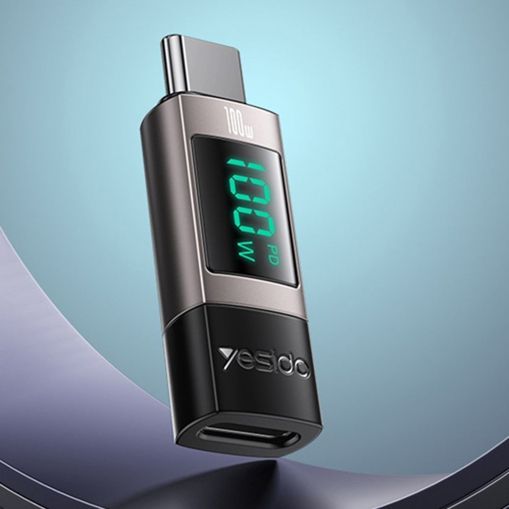 Adaptateur de Données et de Charge USB-C - USB-C Yesido GS24 Display, Gris