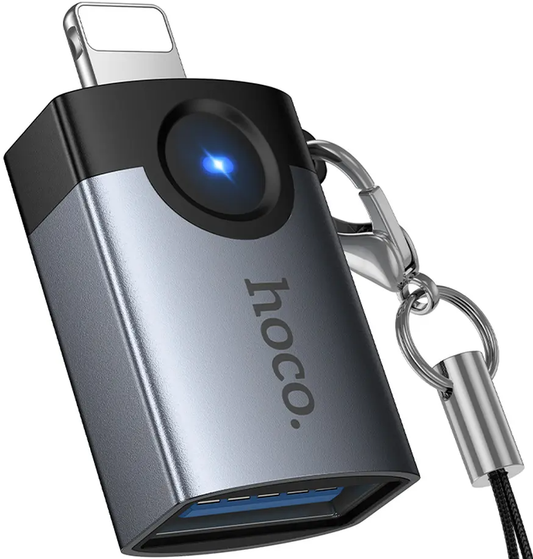 OTG Lightning-adapter - USB-A HOCO UA46, Grijs