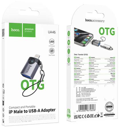 Adaptateur OTG Lightning - USB-A HOCO UA46, Gris