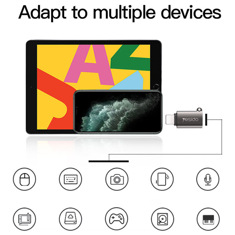 OTG Lightning - USB-A Adapter Yesido GS14, Schwarz