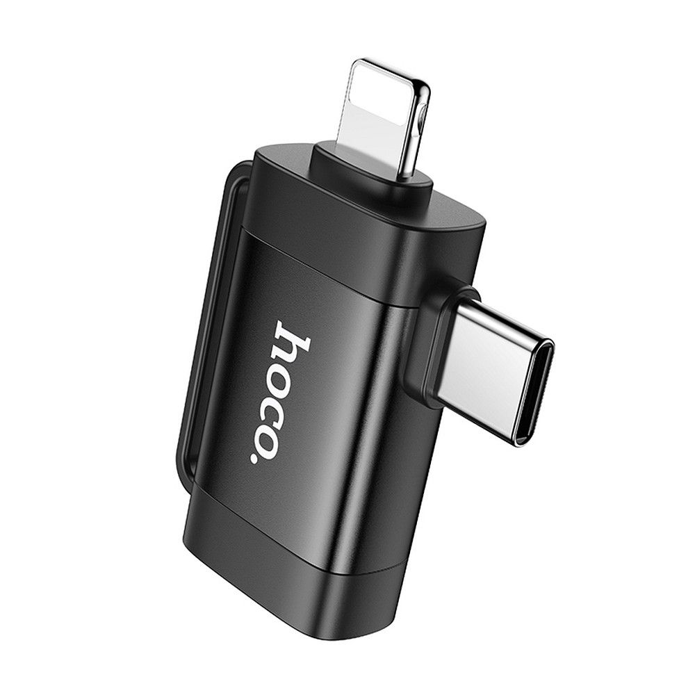 Adaptateur OTG USB-C / Lightning - USB-A HOCO UA31F, Noir