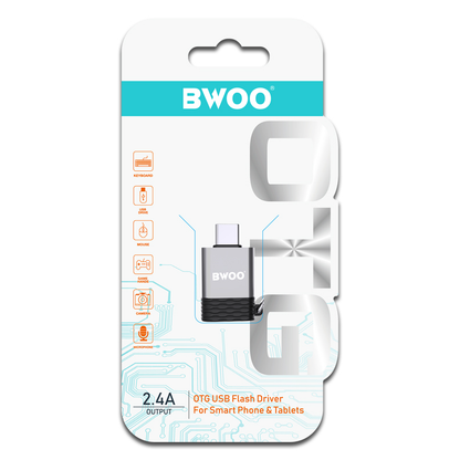 OTG-adapter USB-A - USB-C BWOO BZ-35, Grijs