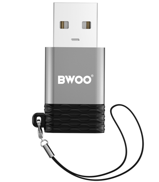 USB-C naar USB-A Data- en Oplaadadapter BWOO BZ-38, Grijs