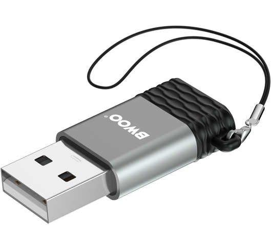 USB-C naar USB-A Data- en Oplaadadapter BWOO BZ-38, Grijs