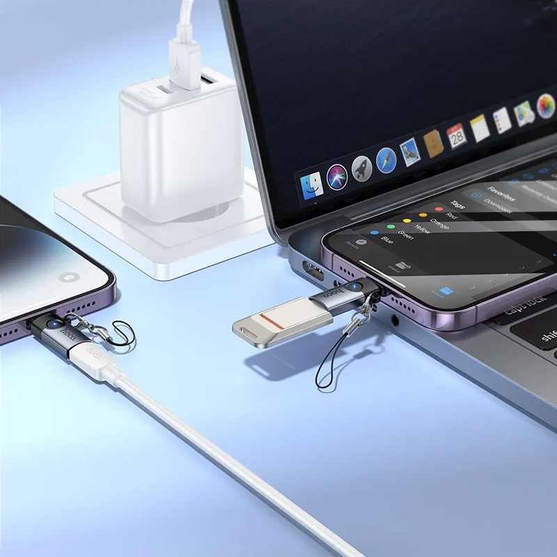 USB-C - Lightning Data- en Oplaadadapter HOCO UA46A, Grijs