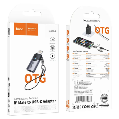 USB-C - Lightning Data- en Oplaadadapter HOCO UA46A, Grijs