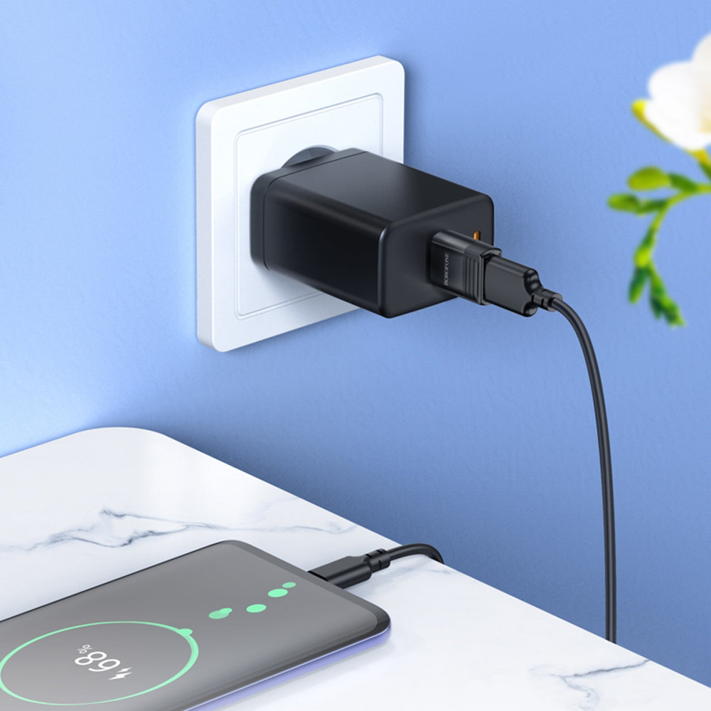 OTG USB-C - USB-A adapter Borofone BV18, Zwart