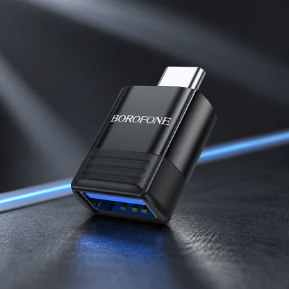 OTG USB-C - USB-A adapter Borofone BV18, Zwart