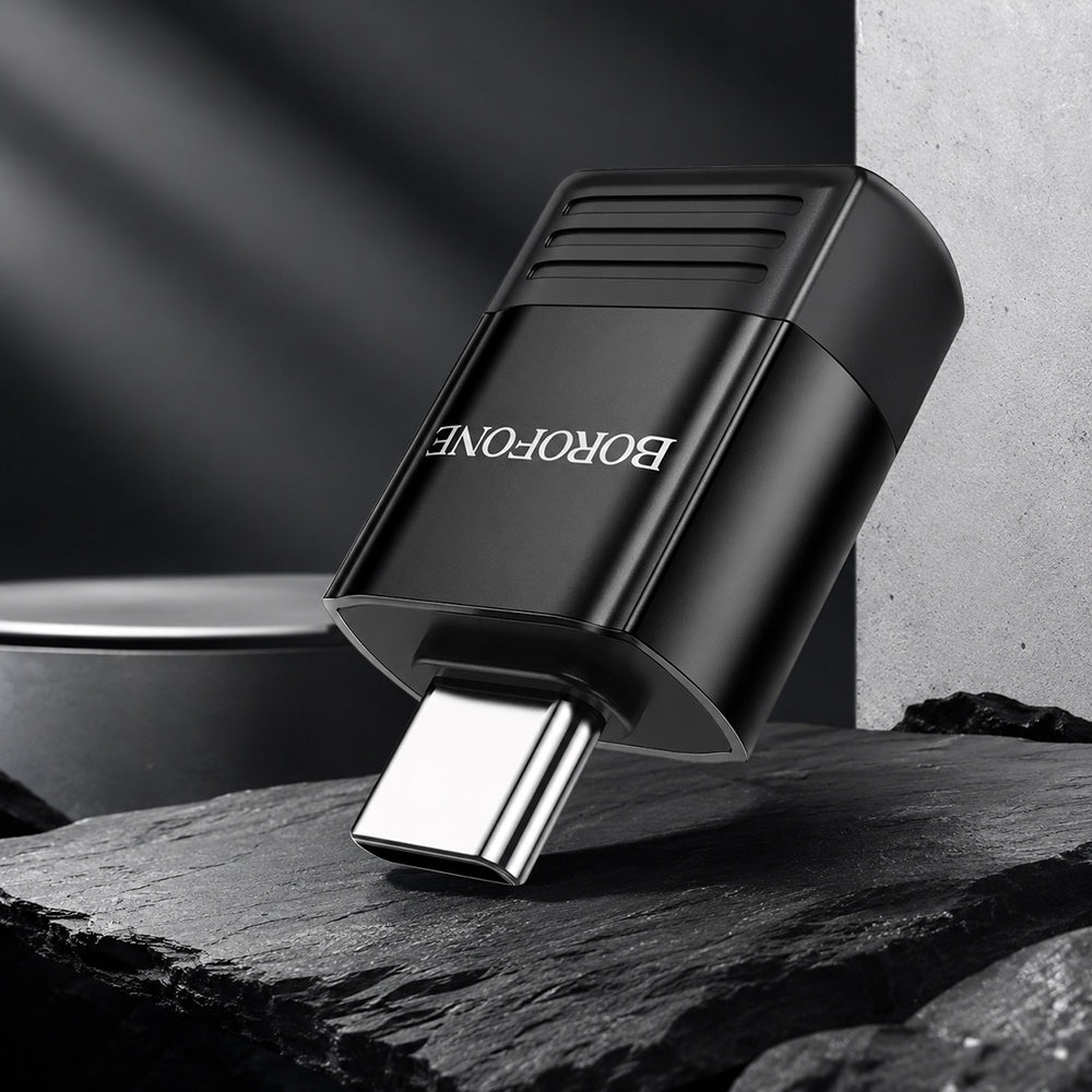 OTG USB-C - USB-A adapter Borofone BV18, Zwart