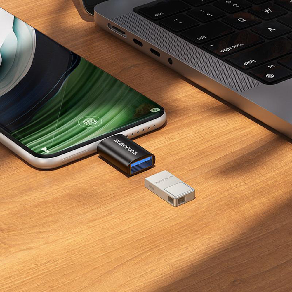 OTG USB-C - USB-A adapter Borofone BV26C, Zwart