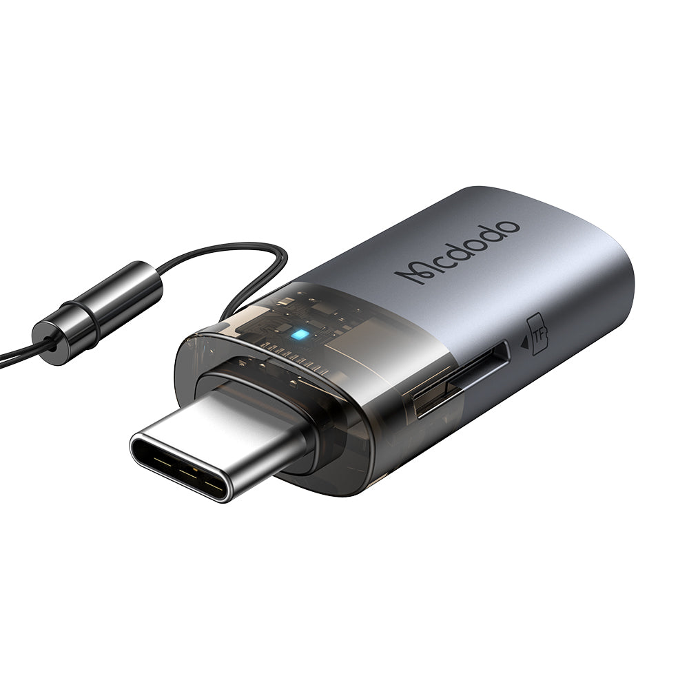 Kaartlezer USB-C McDodo OT-7600, USB-A (OTG) - microSD, Zwart