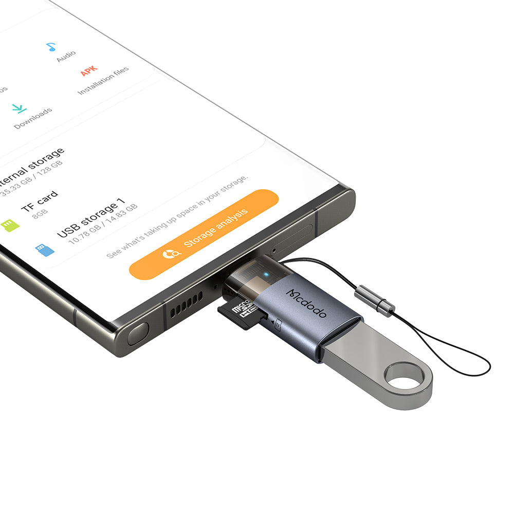 Kaartlezer USB-C McDodo OT-7600, USB-A (OTG) - microSD, Zwart