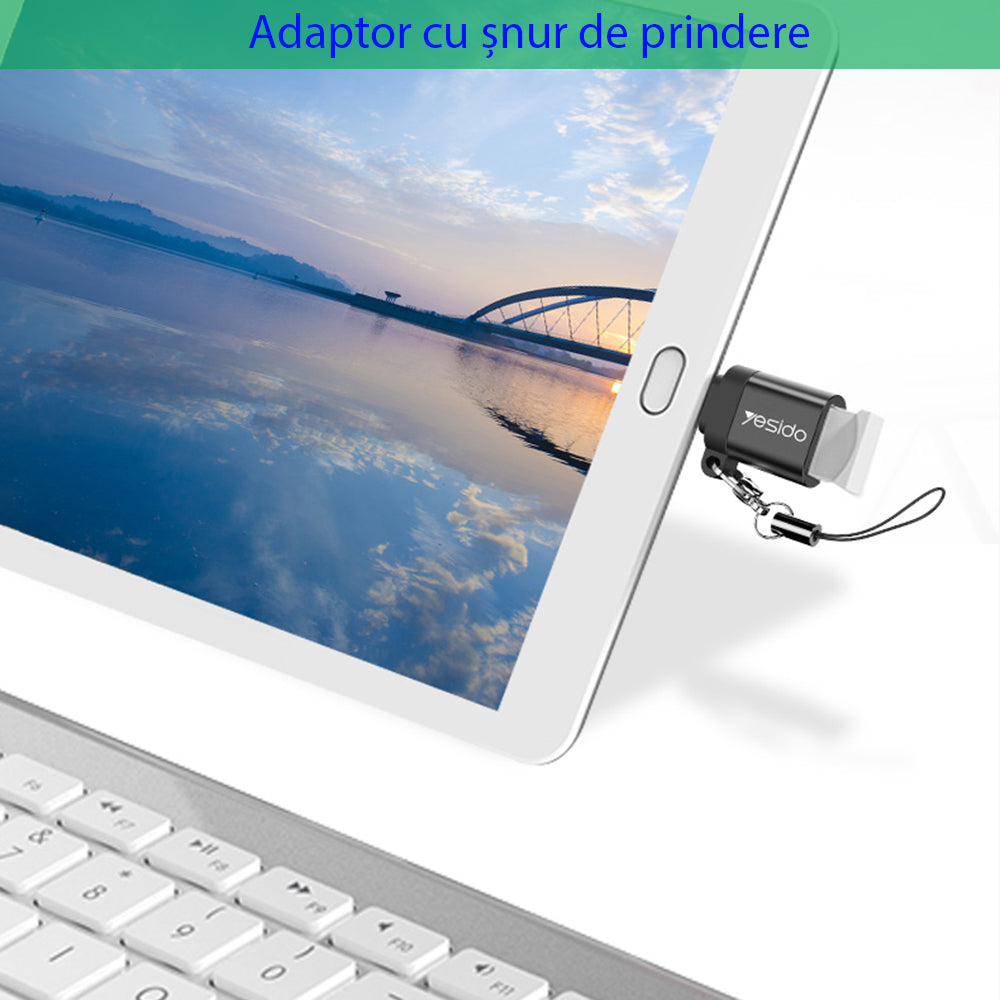 OTG Adapter USB-C - USB-A Yesido GS06, Zwart